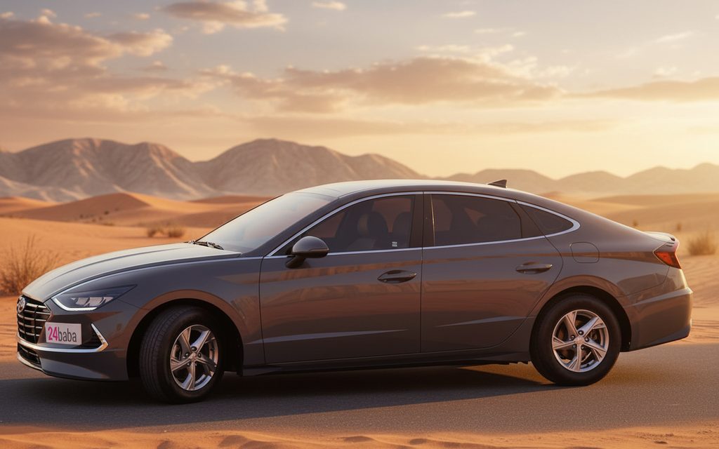 Hyundai Sonata 2021 Grey side profile – rental in Dubai