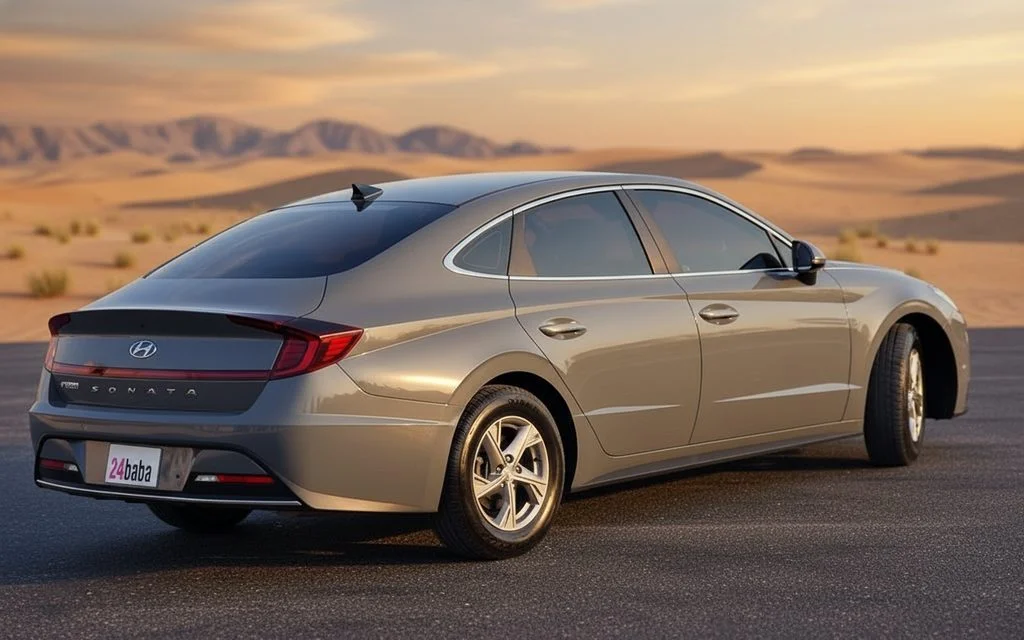 Hyundai Sonata 2021 Grey rear view showing taillights – rental in Dubai