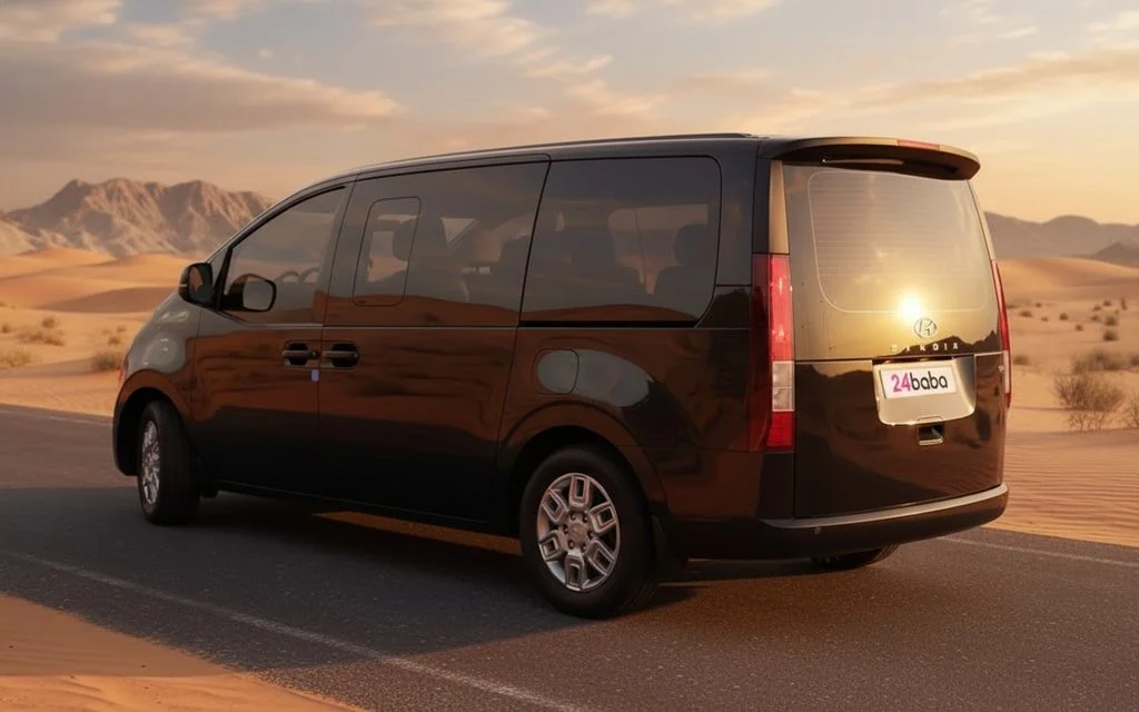 Hyundai Staria 2024 Black rear view showing taillights – rental in Dubai