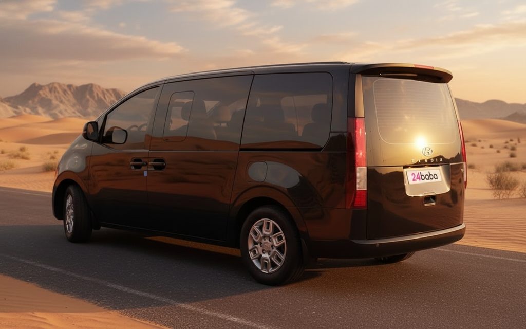 Hyundai Staria 2024 Black rear view showing taillights – rental in Dubai
