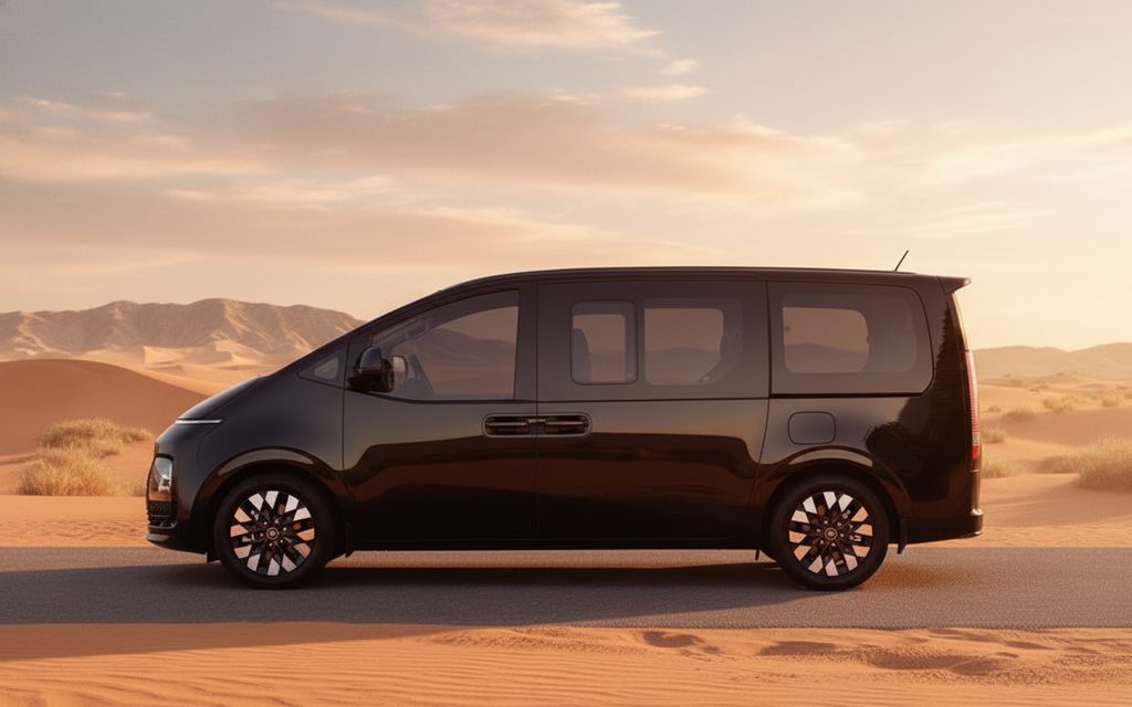 Hyundai Staria 2024 Black side profile – rental in Dubai