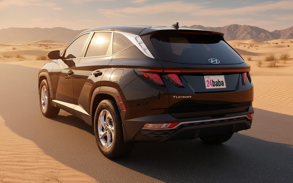 Hyundai Tucson 2022 Black rear view showing taillights – rental in Dubai