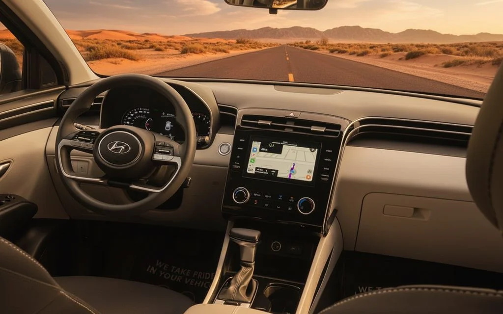 Hyundai Tucson 2022 interior view showing trim – rental in Dubai