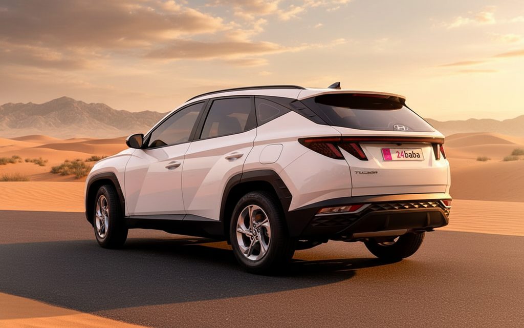 Hyundai Tucson 2022 White rear view showing taillights