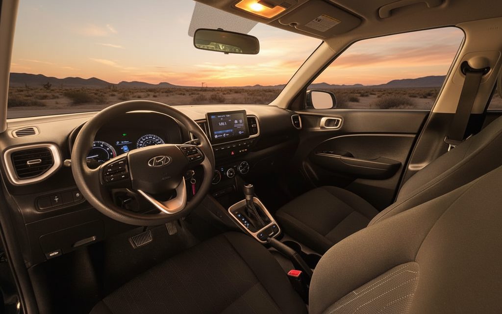 Hyundai Venue 2022 interior view showing trim – rental in Dubai