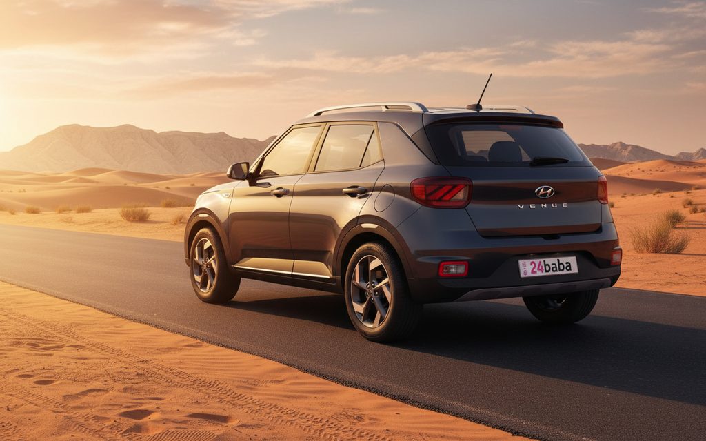 Hyundai Venue 2023 Blue side profile – rental in Dubai