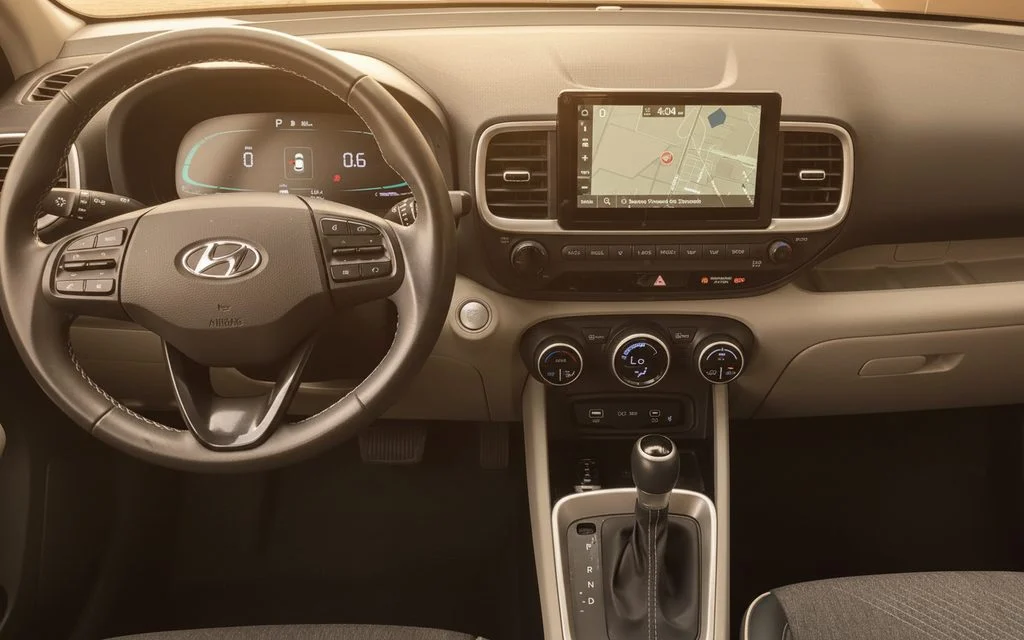 Hyundai Venue 2023 interior view showing trim – rental in Dubai