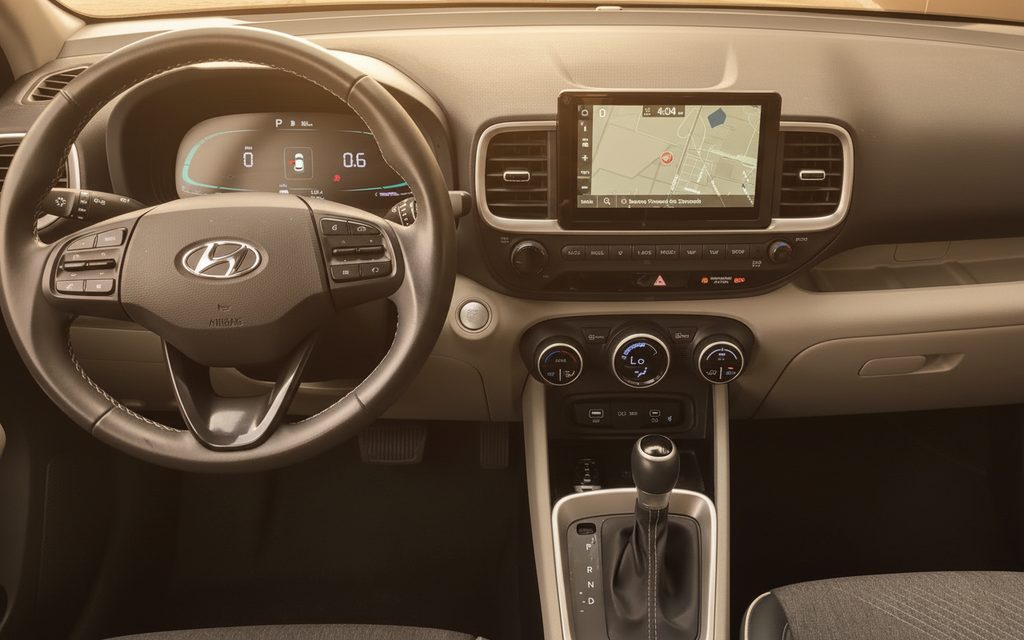 Hyundai Venue 2023 interior view showing trim – rental in Dubai