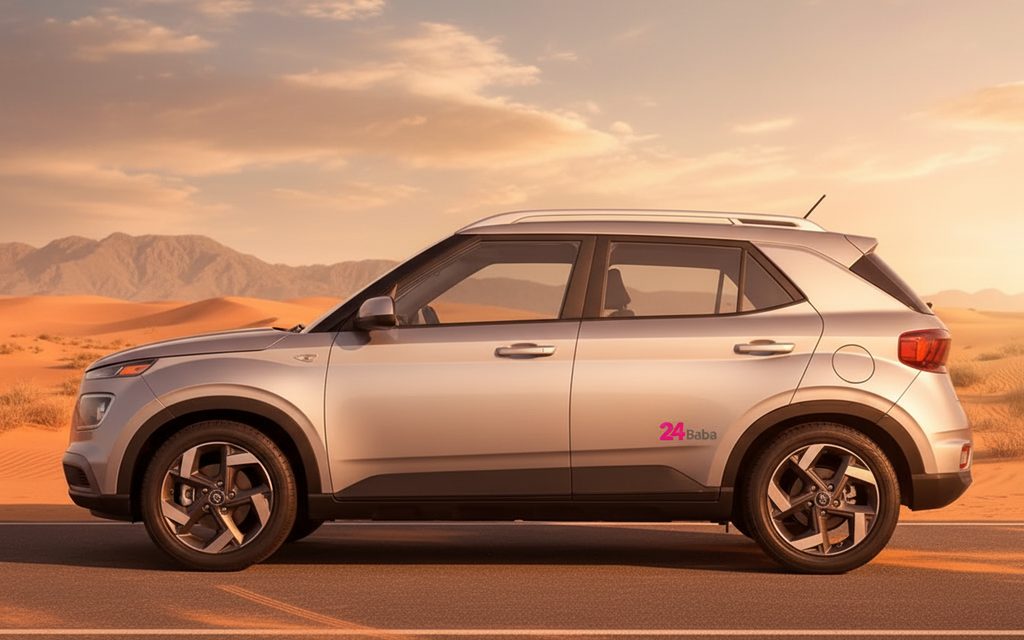 Hyundai Venue 2023 Grey side profile – rental in Dubai