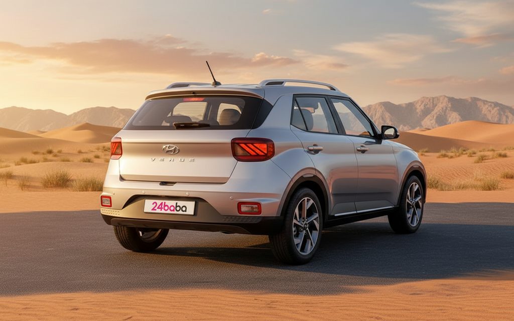 Hyundai Venue 2023 Grey side profile – rental in Dubai