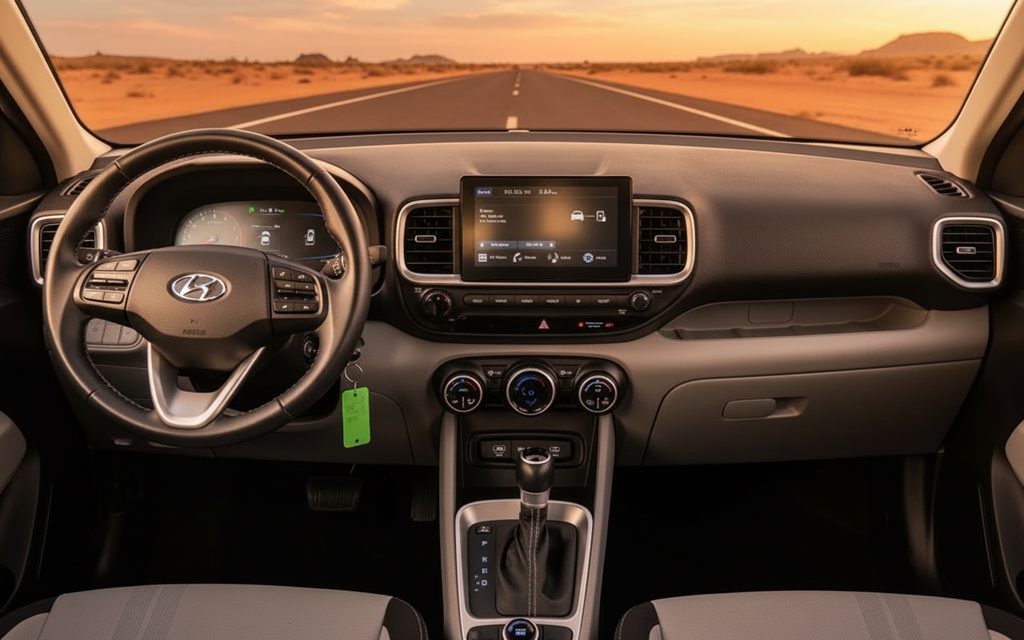 Hyundai Venue 2023 interior view showing trim – rental in Dubai