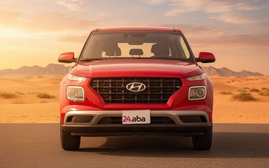 Hyundai Venue 2021 Red front view with headlights – rental in Dubai
