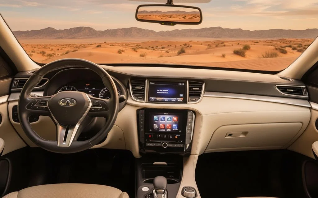Infiniti Qx50 2021 interior view showing trim – rental in Dubai