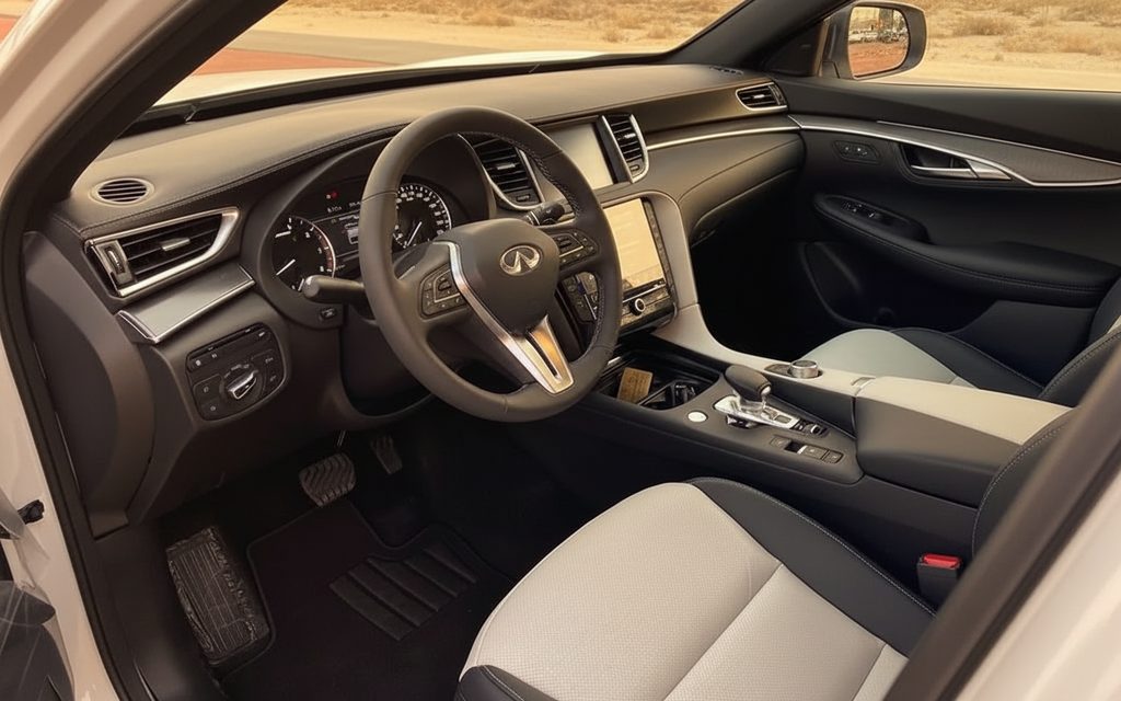 Infiniti Qx55 2023 interior view showing trim – rental in Dubai