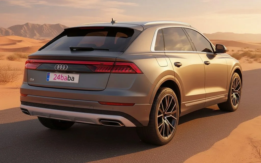 Audi Q8 2024 Grey rear view showing taillights – rental in Dubai