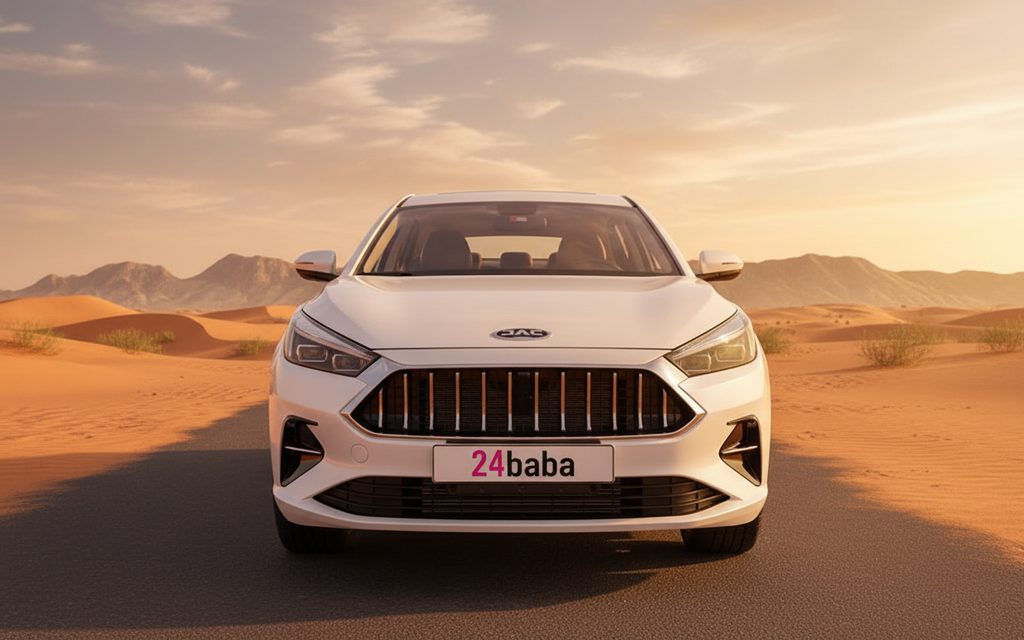 Jac J7 2023 White front view with headlights – rental in Dubai