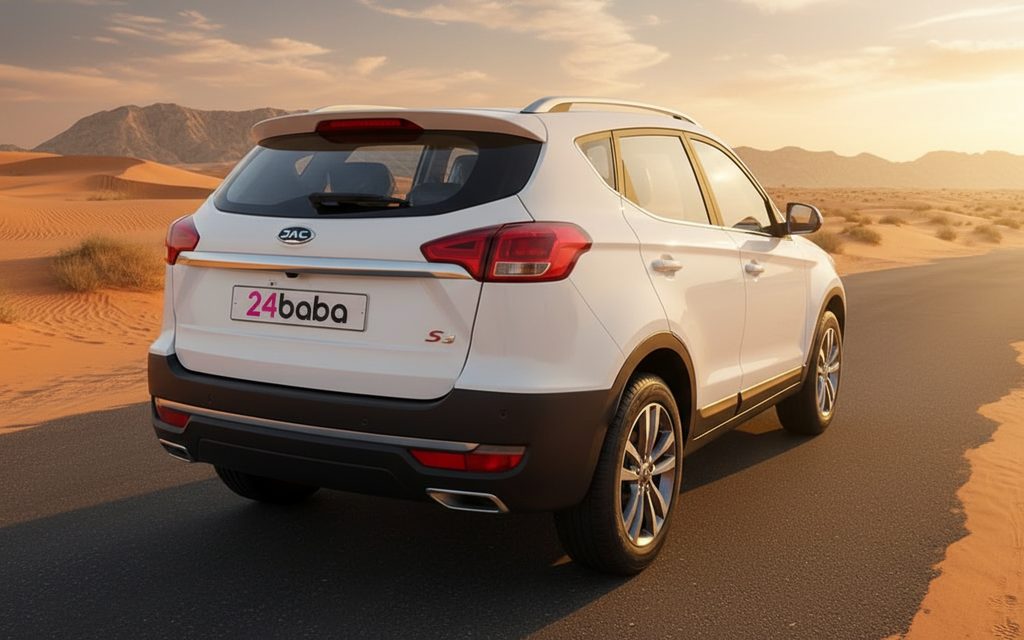 Jac S3 2023 White rear view showing taillights – rental in Dubai