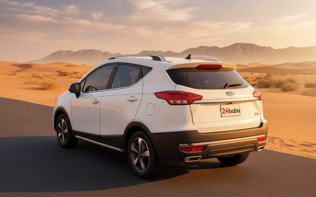 Jac S3 2023 White rear view showing taillights – rental in Dubai