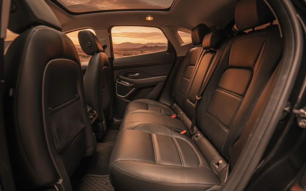 Jaguar E Pace 2020 leather seats and cabin – rental in Dubai