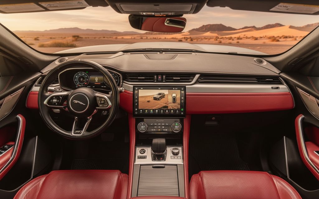 Jaguar E Pace 2021 interior view showing trim – rental in Dubai