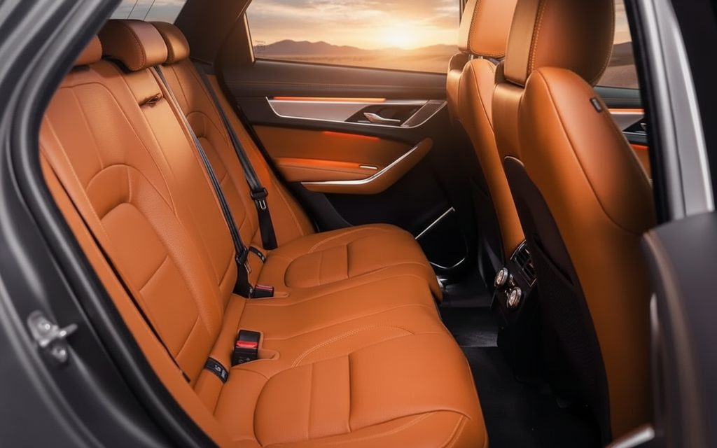 Jaguar F Pace 2024 leather seats and cabin – rental in Dubai