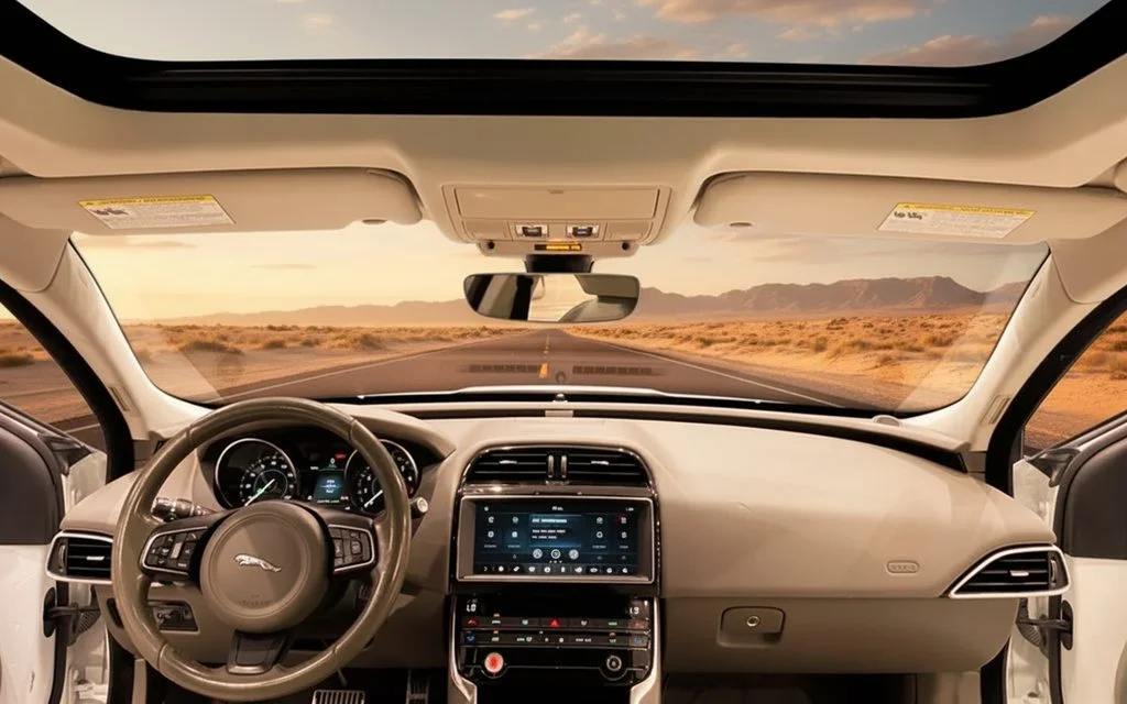 Jaguar Xe 2025 interior view showing trim – rental in Dubai