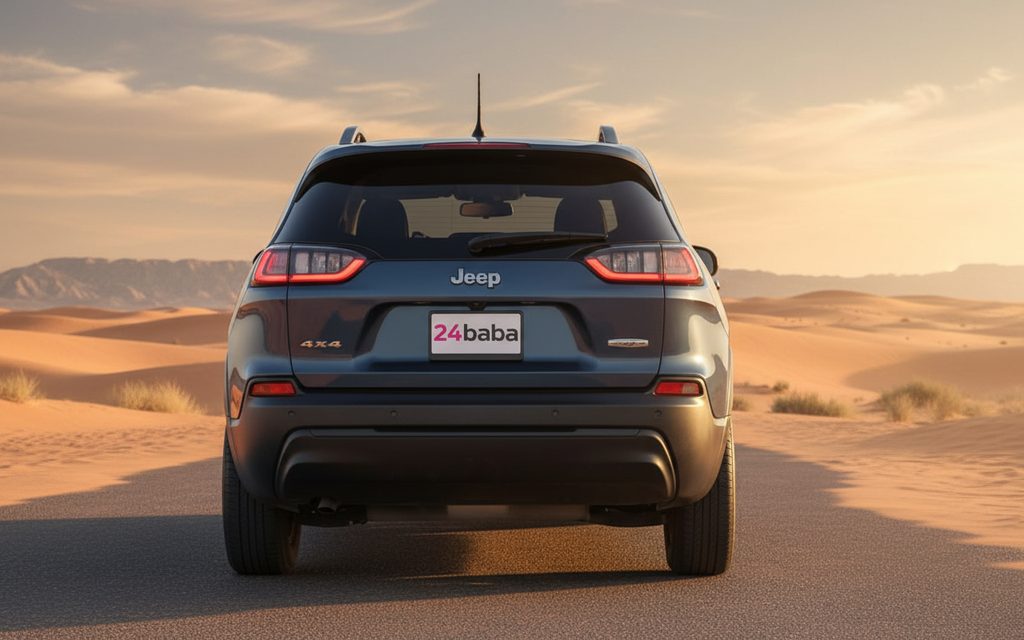 Jeep Cherokee 2025 Blue rear view showing taillights – rental in Dubai