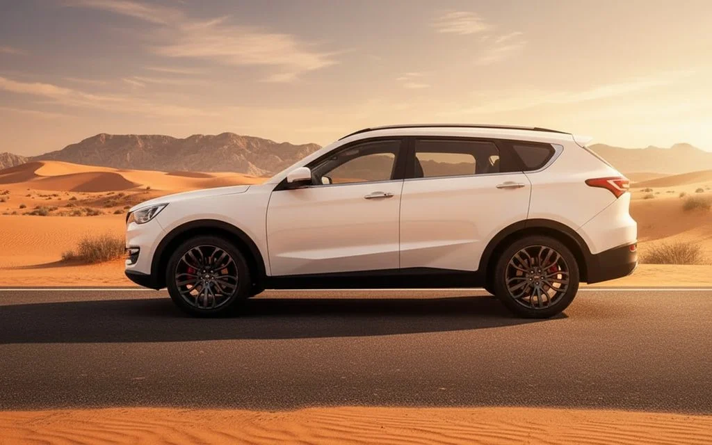 Jetour X70 2023 White side profile – rental in Dubai