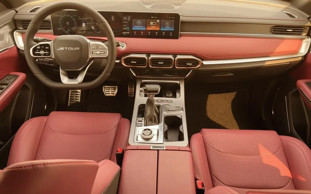 Jetour X70 2024 interior view showing trim – rental in Dubai