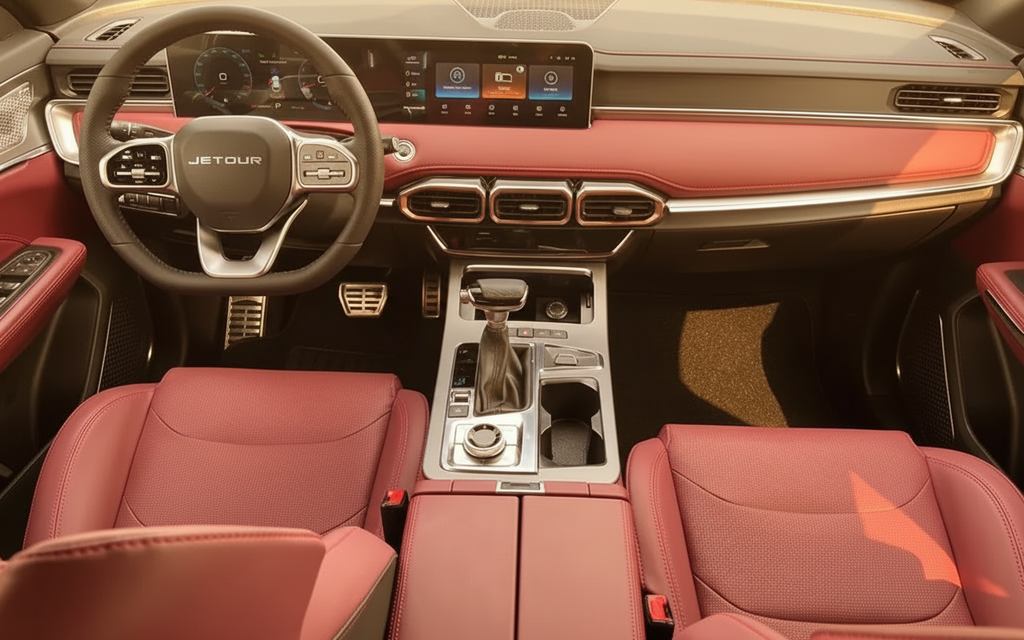 Jetour X70 2024 interior view showing trim – rental in Dubai