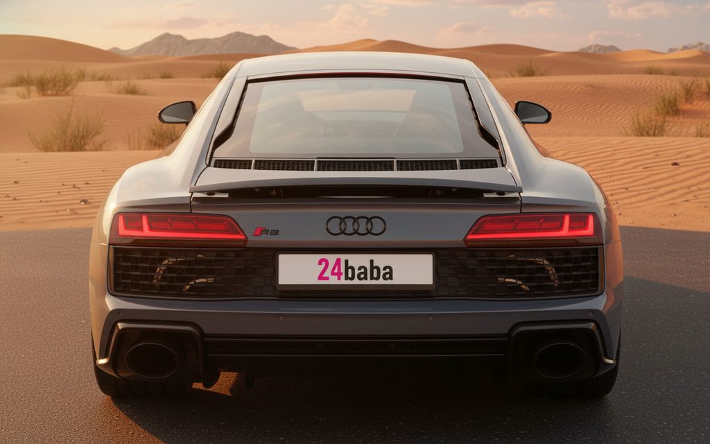 Audi R8 2022 Blue rear view showing taillights