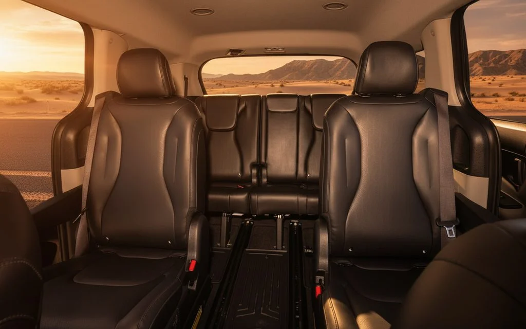 Kia Carnival 2024 leather seats and cabin – rental in Dubai