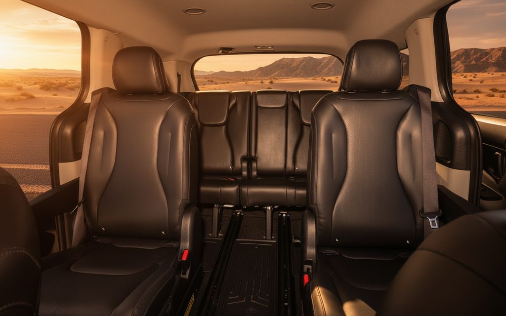 Kia Carnival 2024 leather seats and cabin – rental in Dubai