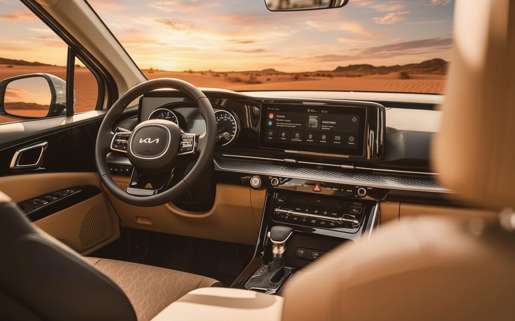 Kia Carnival 2022 interior view showing trim – rental in Dubai