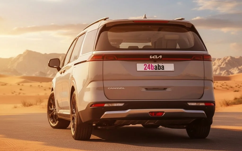 Kia Carnival 2022 Silver rear view showing taillights – rental in Dubai