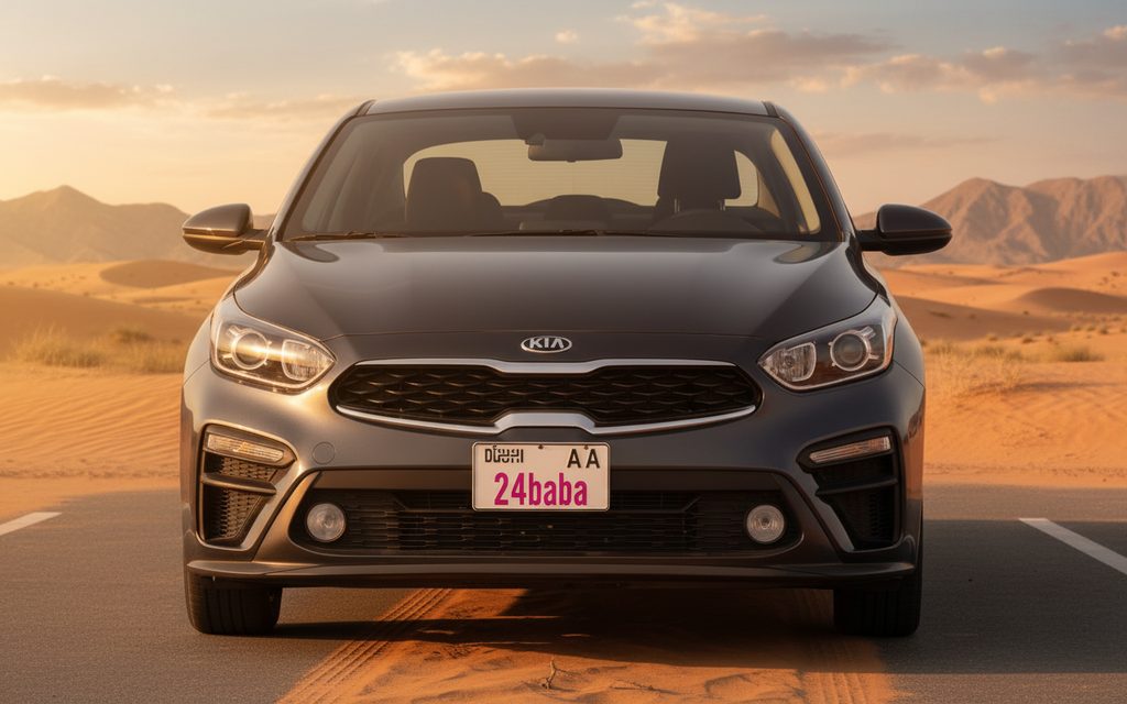 Kia Forte 2021 Grey front view with headlights – rental in Dubai