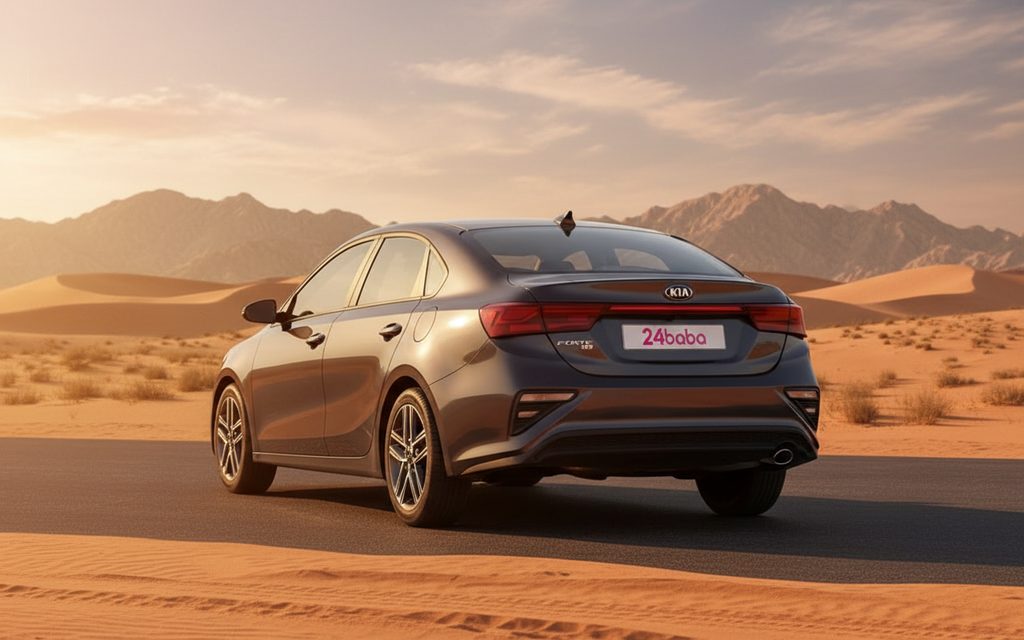 Kia Forte 2021 Grey rear view showing taillights – rental in Dubai