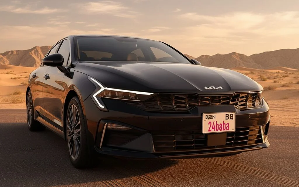 Kia K5 2024 Black front view with headlights