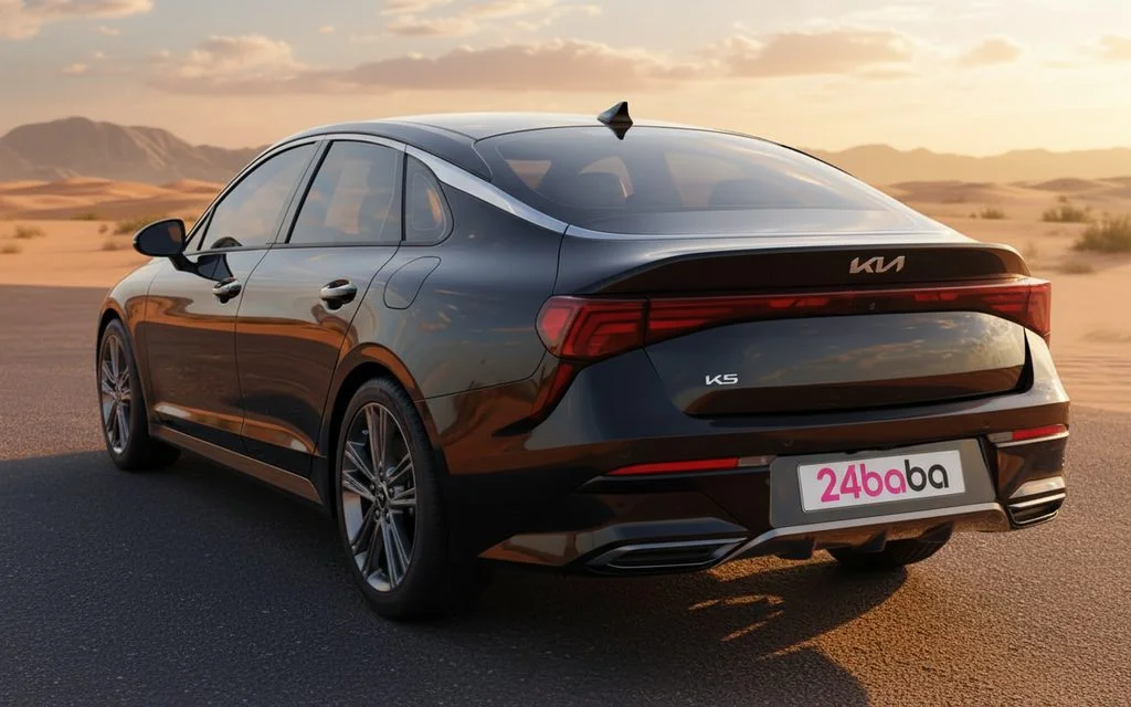 Kia K5 2024 Black rear view showing taillights