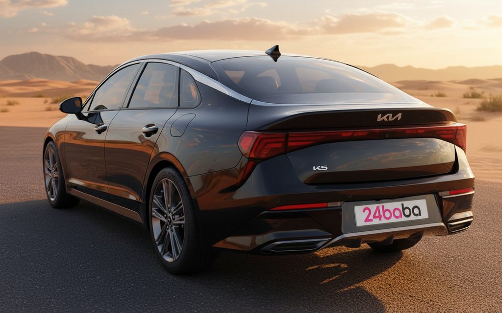 Kia K5 2024 Black rear view showing taillights