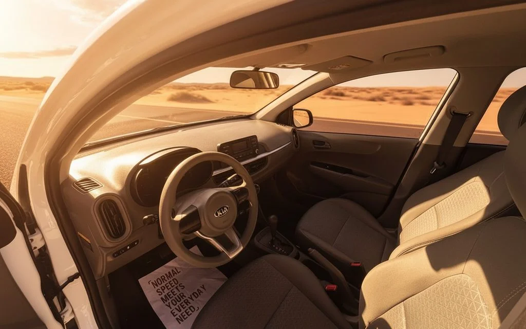 Kia Morning 2021 interior view showing trim – rental in Dubai
