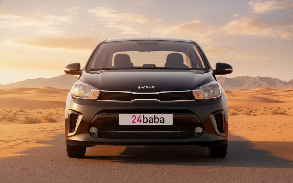 Kia Pegas 2022 Black front view with headlights