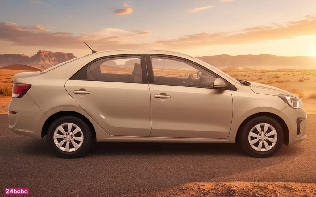 Kia Pegas 2021 Gold side profile – rental in Dubai