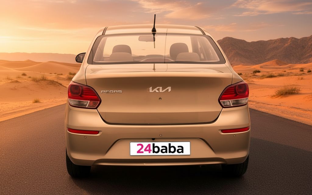 Kia Pegas 2021 Gold rear view showing taillights – rental in Dubai