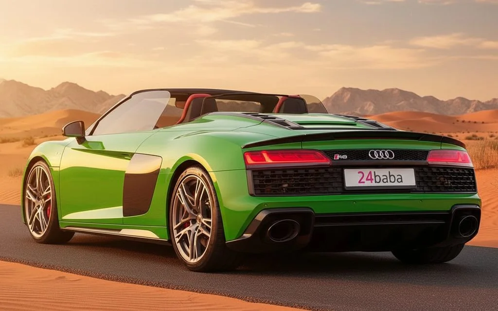 Audi R8 2022 Green rear view showing taillights