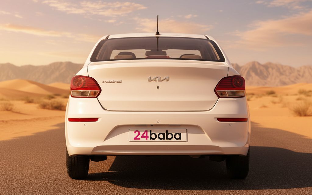 Kia Pegas 2021 White rear view showing taillights