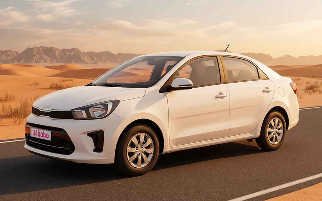 Kia Pegas 2024 White front view with headlights