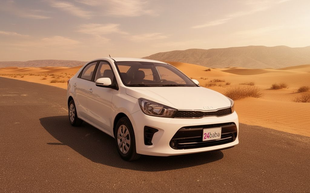 Kia Pegas 2024 White front view with headlights