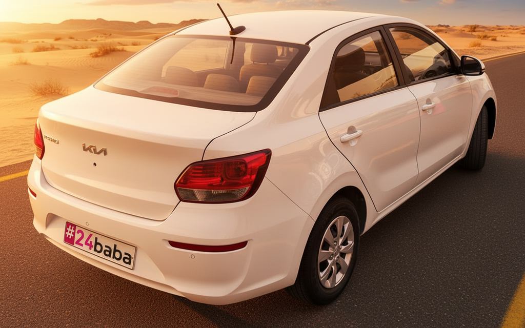 Kia Pegas 2026 White rear view showing taillights