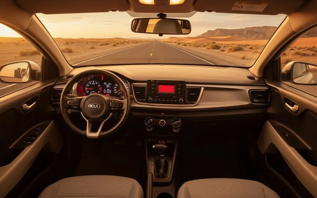 Kia Rio 2021 interior view showing trim – rental in Dubai